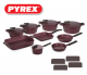 Pyrex - Set of Artisan Granite 18 pieces ( 20,24,26,30 ) - Burgundy