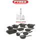 Pyrex - Set Of Artisan Granite 24 Pieces ( 18,20,24,30 ) - Grey + Free Hand Blender