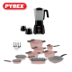 Pyrex - Set of Artisan Granite 23 pieces ( 20,24,26,30 ) - Rose + Blender Quick mix II - 400W 