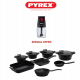 Pyrex - Set Of Artisan Granite 21 Pieces ( 18,20,24,30 ) - Black + Free chopper