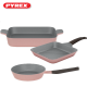 Pyrex - Set of Artisan Granite 3 pieces ( Pan + Grill + Oven dish ) - Rose