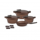 Pyrex - Set 11 of Artisan Granite (18,22,26) - Chocolate Brown