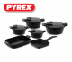 Pyrex - Set of Artisan Granite 10 pieces ( 18,22,26,30) + Grill+ Oven dish - Black