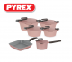 Pyrex - Set of Artisan Granite 11 pieces ( 18,22,26,30) + Grill+ Casserole - Rose