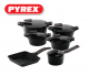 Pyrex - Set of Artisan Granite 11 pieces ( 18,22,26,30) + Grill+ Casserole - Black