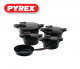 Pyrex - Set of Artisan Granite 9 pieces ( 18,22,26,30 ) + Pan - Black