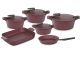 Pyrex - Set of Artisan Granite 10 pieces ( 18,22,26,30) + Pan + Oven dish - Burgundy