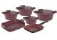Pyrex - Set of Artisan Granite 10 pieces ( 18,22,26,30) + Grill + Oven dish - Burgundy