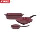  Pyrex - Set of Artisan Granite 3 pieces ( Pan + Grill + Oven dish ) - Burgundy