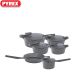 Pyrex - Set of Artisan Granite 11 pieces ( 18,22,26,30) + Pan +  Sauce pan -  Gray