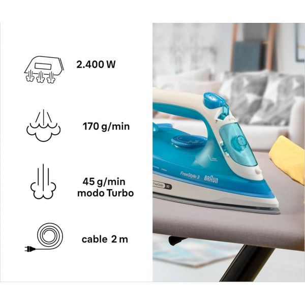 Braun - Texstyle 3 Iron - 2400 Watt - White/Blue - FI3144BL