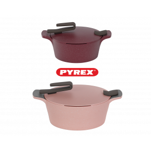 Pyrex - Set Of Artisan Granite 2 Pots ( 20,26 ) - Burgundy & Rose 